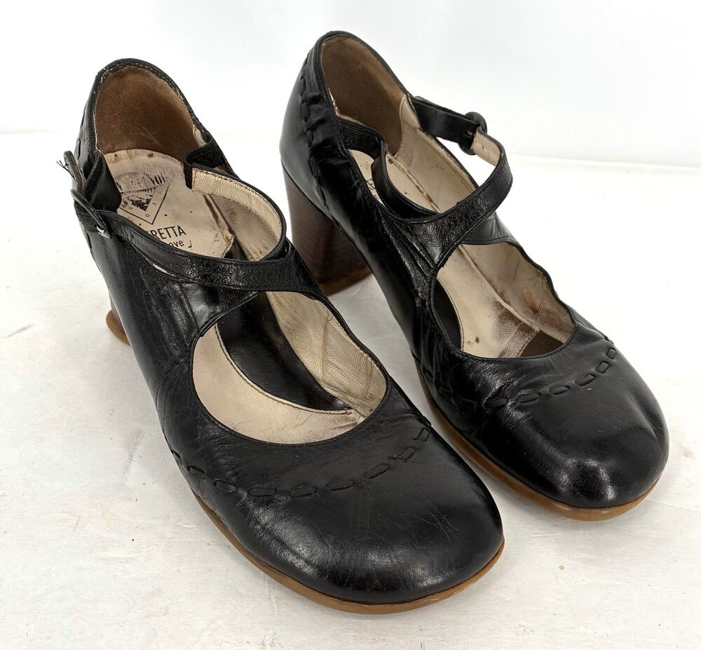 John Fluevog Operetta Malibran Mary Jane Heels Black Leather Womens Size 9